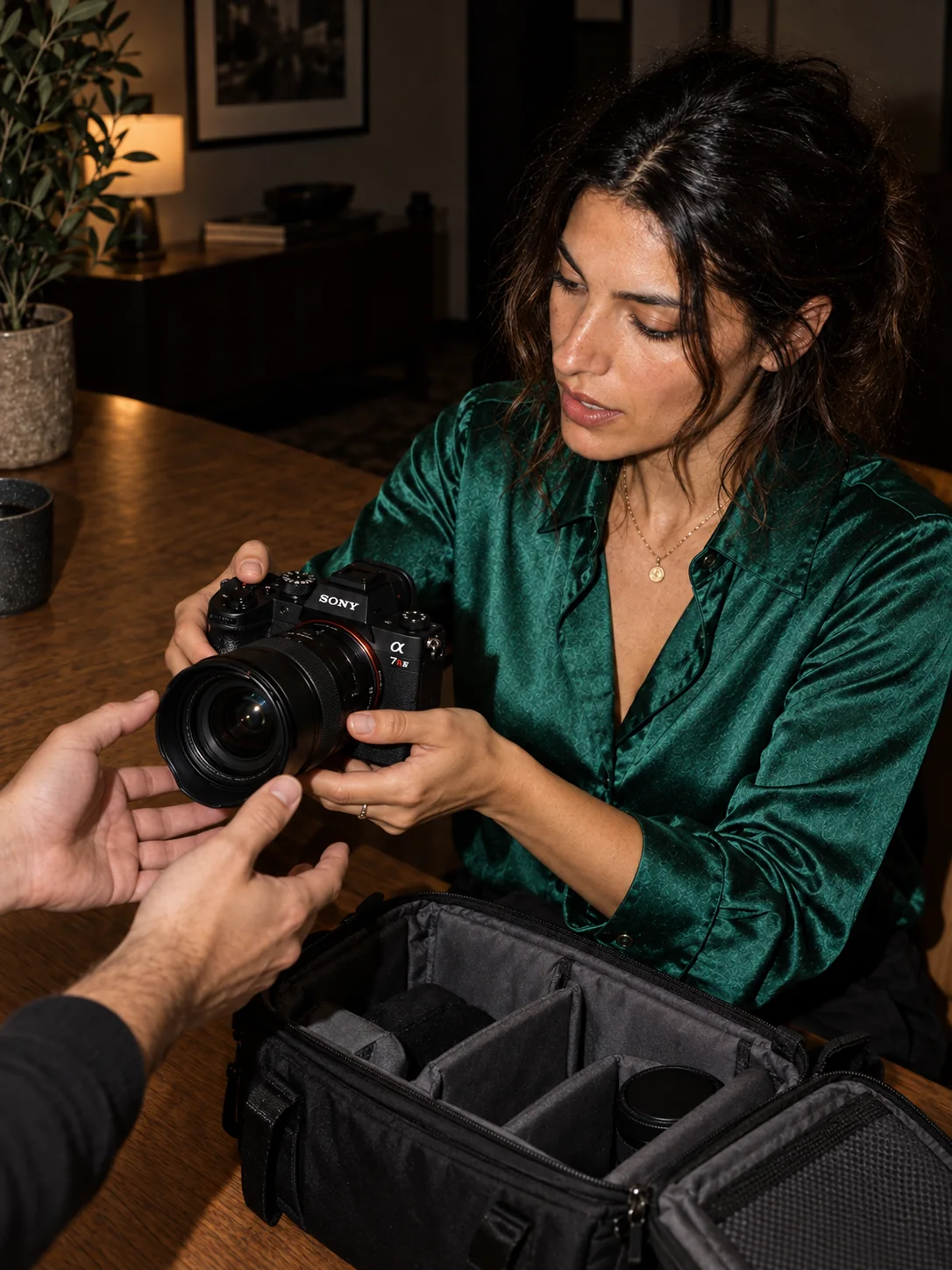 Photographer lending out camera gear